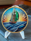 Sailboat Sailing Ocean Color Serenity Peace Within The Storm Medallion Coin