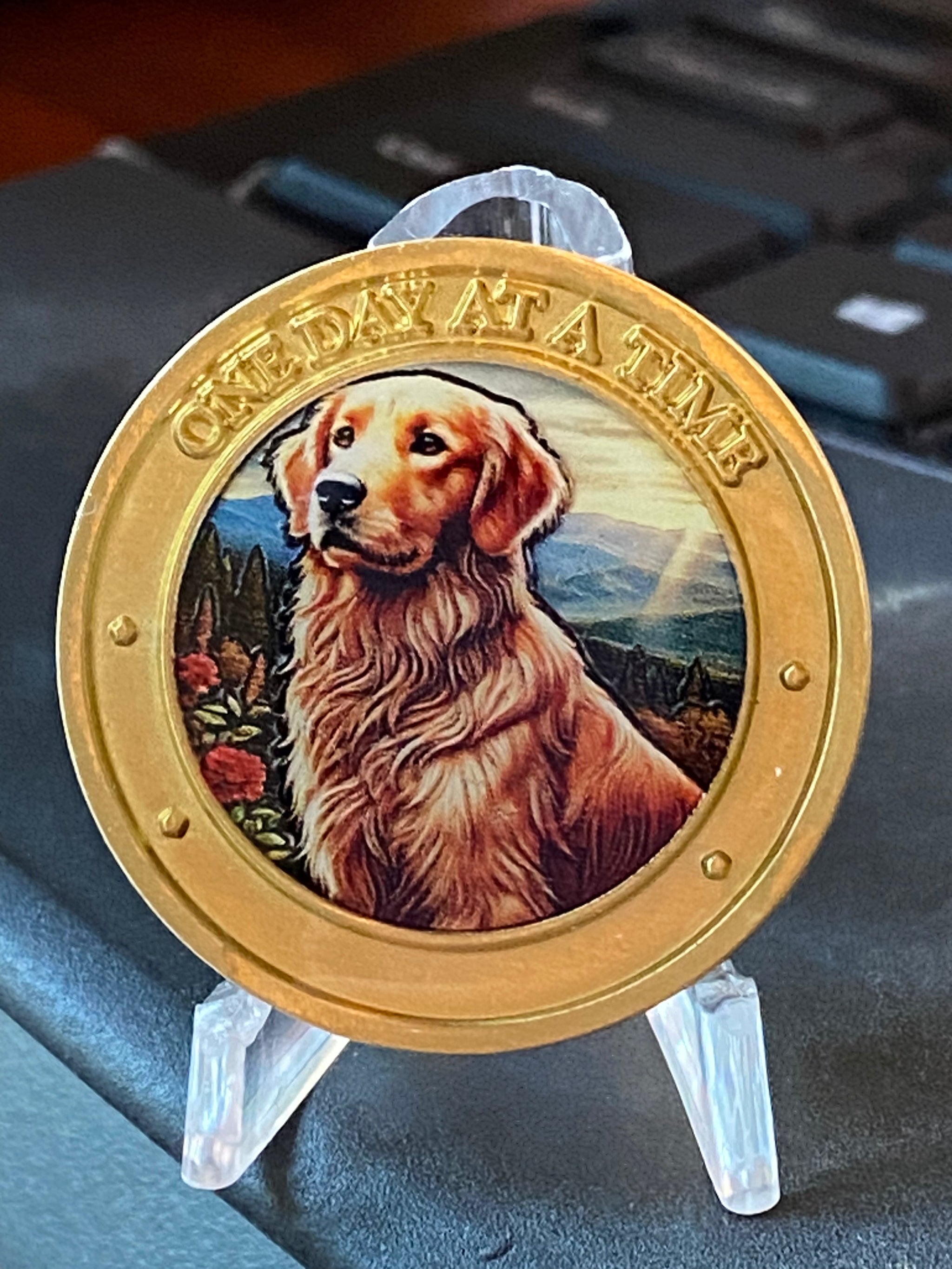Golden Retriever Color One Day At A Time Medallion Serenity Prayer