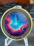 Planet Cosmic Universe Star Nebulous One Day At A Time Medallion Serenity Prayer Chip