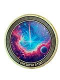 Planet Cosmic Universe Star Nebulous One Day At A Time Medallion Serenity Prayer Chip