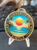 Beach Sunrise Palm Tree Keep It Simple Tropical Medallion Serenity Prayer Chip