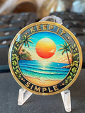 Beach Sunrise Palm Tree Keep It Simple Tropical Medallion Serenity Prayer Chip