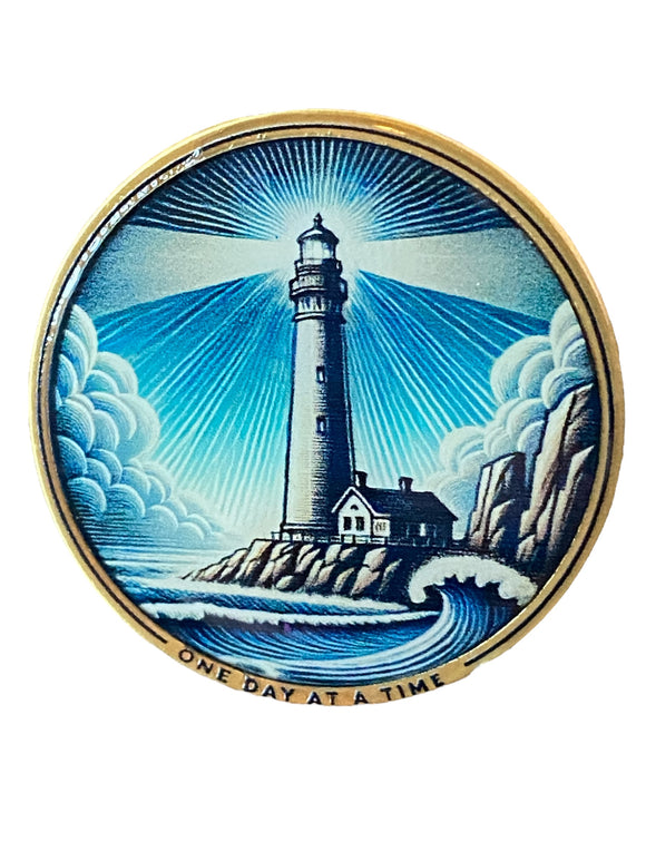 Lighthouse Foglight One Day At A Time Medallion Serenity Prayer Chip