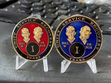 10 Year AA Founders Medallion Choose Blue or Red Tri-Plate Sobriety Chip Bill W Doctor Bob