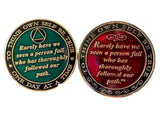10 Year AA Founders Medallion Choose Blue or Red Tri-Plate Sobriety Chip Bill W Doctor Bob
