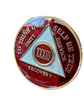 33 Year AA Medallion Metallic Red Tri-plate Sobriety Chip