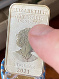2021 Perth Mint 1 Oz .999 Silver Year of The Dragon Bar