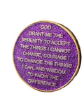 2 Year AA Medallion Violet Purple Glitter Gold Plated Sobriety Chip