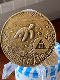 1 - 10 Year Seaturtle AA Medallion One Day At A Time Serenity Prayer Sea Turtle Sobriety Chip