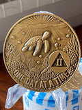 1 - 10 Year Seaturtle AA Medallion One Day At A Time Serenity Prayer Sea Turtle Sobriety Chip