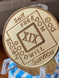 19 Year NA Clean Time Chip Official Narcotics Anonymous Bronze Medallion