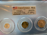 2017 GOLD US AMERICAN EAGLE $5, $10,$25 MOY SIGNED 3 COIN SET PCGS MINT STATE 70