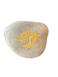 Tree of Life Engraved Inspirational Gray Pocket Stone Natural River Polished Rock