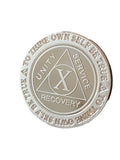 10 Year AA Medallion 1 oz Fine Silver Sobriety Chip Serenity Prayer Back .999 Pure