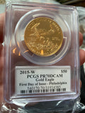 2015-W $50 American Gold Eagle – 1 oz Proof – PCGS PR70DCAM – First Day of Issue – Moy Signature