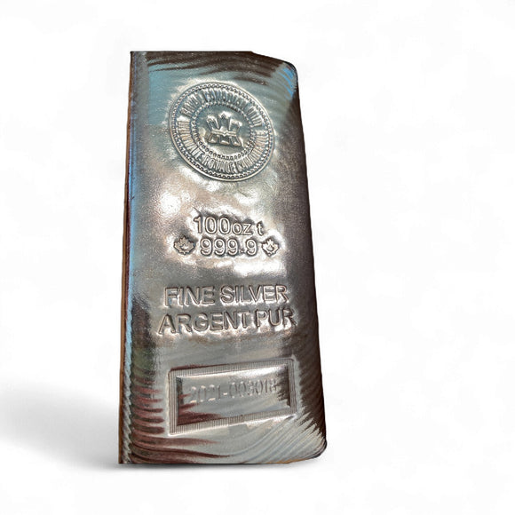 100 oz Royal Canadian Mint Silver Bar – .9999 Fine Silver