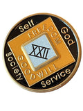 22 Year NA Clean Time Chip Orange Black Sobriety Medallion Official Narcotics Anonymous Coin