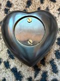 Pet Memorial Heart Cremation Urn – Black Aluminum with Silver Paw Prints – Keepsake Ashes Urn