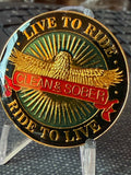 Live to Ride Ride to Live Recovery Medallion – Clean & Sober Eagle Sobriety Coin – Serenity Prayer Token – Gold & Black