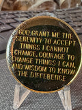 Live to Ride Ride to Live Recovery Medallion – Clean & Sober Eagle Sobriety Coin – Serenity Prayer Token – Gold & Black