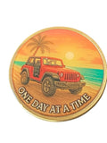 Red Jeep On Beach Palm Tree Duck One Day AT A Time Serenity Prayer Medallion Coin