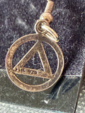 Vintage Sterling Silver AA Circle & Triangle Earrings | Alcoholics Anonymous Recovery Jewelry | 925 Dangle Earrings