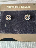Vintage Sterling Silver AA Circle & Triangle Stud Earrings | Alcoholics Anonymous Recovery Jewelry | .925 Post Earrings