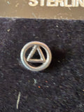 Vintage Sterling Silver AA Circle & Triangle Stud Earrings | Alcoholics Anonymous Recovery Jewelry | .925 Post Earrings