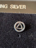 Vintage Sterling Silver AA Circle & Triangle Stud Earrings | Alcoholics Anonymous Recovery Jewelry | .925 Post Earrings