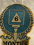 6 Month AA Lapel Pin Blue Color Sobriety Gift
