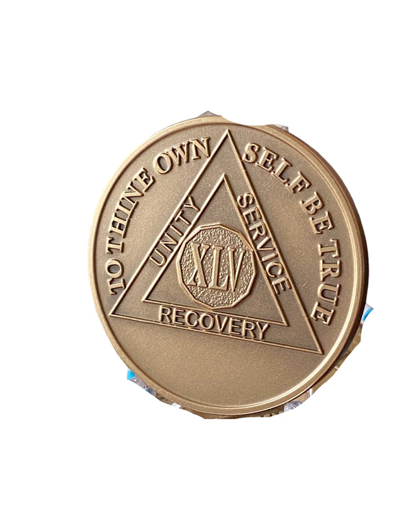 45 Year AA Medallion Premium Bronze Sobriety Chip
