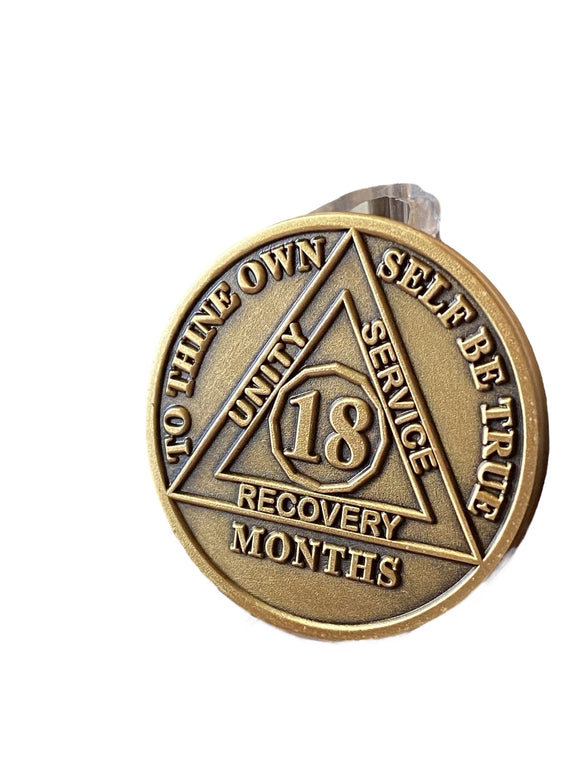 18 Month AA Medallion Premium Bronze Serenity Prayer Sobriety Chip