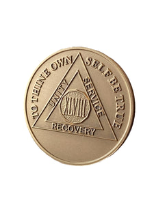 48 Year AA Medallion Premium Bronze Lion Back Sobriety Chip