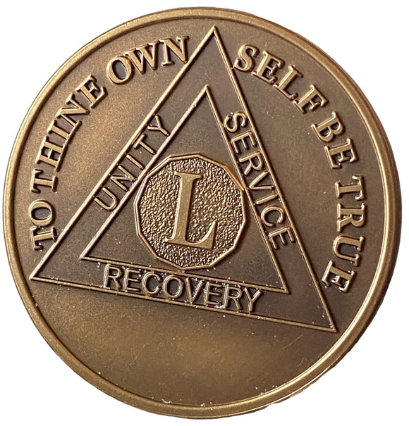 50 Year AA Medallion Premium Bronze Lion Back Sobriety Chip