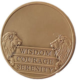 46 Year AA Medallion Premium Bronze Sobriety Chip Lion Back