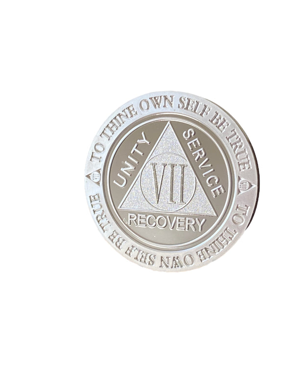 7 Year AA Medallion .999 Fine Silver .5 oz Sobriety Chip Serenity Pray