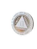 7 Year AA Medallion .999 Fine Silver .5 oz Sobriety Chip Serenity Prayer Back Elegant Design