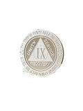 9 Year AA Medallion .999 Fine Silver .5 oz Sobriety Chip Serenity Prayer Back Elegant Design