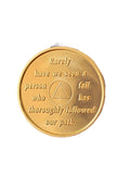 1 Year AA Founders Medallion Orange Black Gold Plated Sobriety Chip