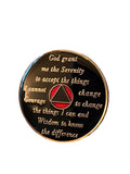 Infinity AA Medallion Red Tri-Plate Eternity Sobriety Chip Serenity Prayer Back