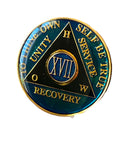 1 - 40 Year AA Medallion HOW Metallic Green Gold Plated Tri-Plate Sobriety Chip