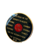 1 - 40 Year AA Medallion HOW Metallic Green Gold Plated Tri-Plate Sobriety Chip