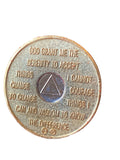 1 - 40 Year AA Medallion Bi-Plate Gold Nickel  Sobriety Chip