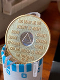 1 - 40 Year AA Medallion Bi-Plate Gold Nickel  Sobriety Chip