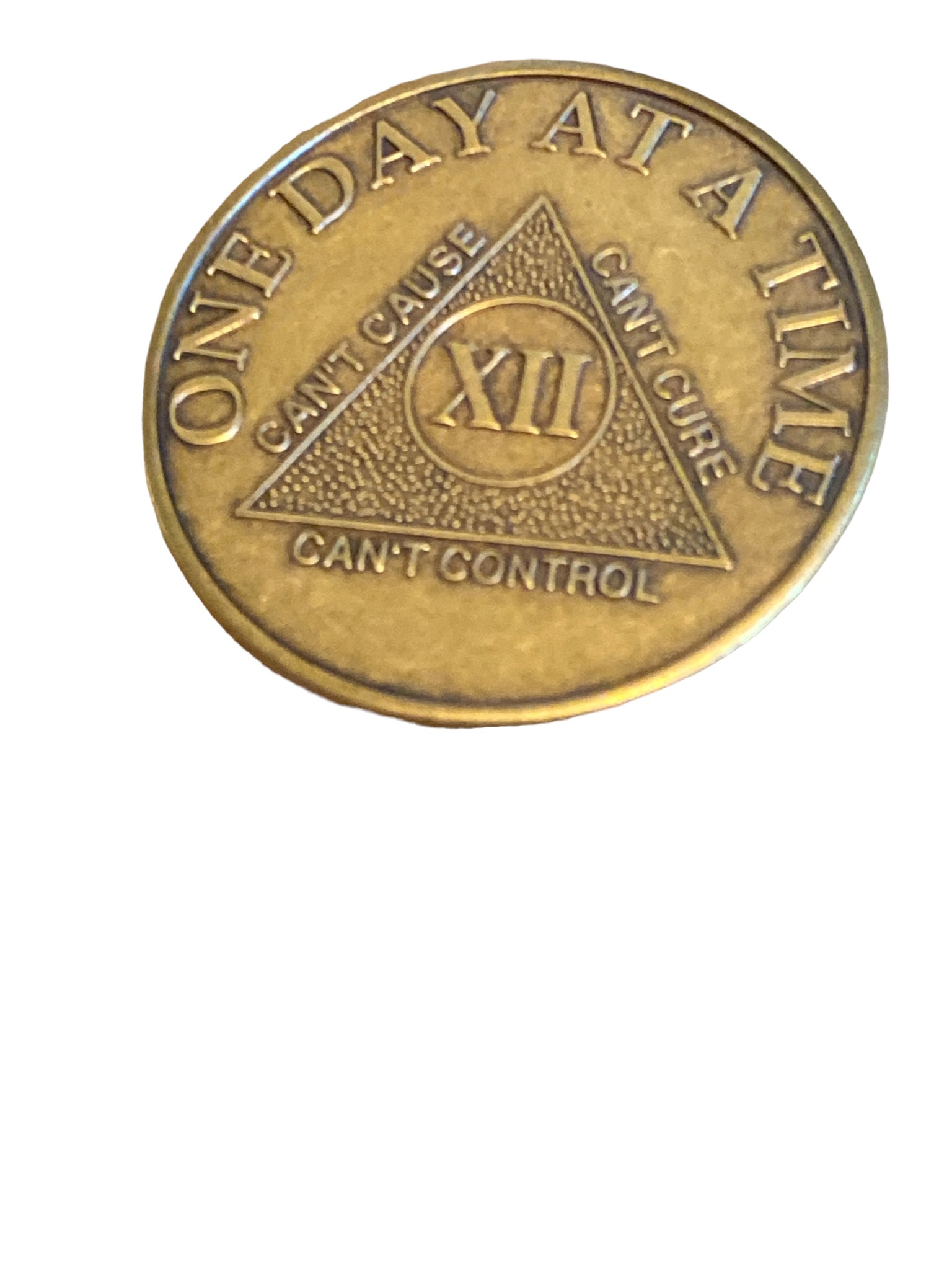 1 Year AA Sobriety Chip – Extra Large 1.5 Inch Bronze Medallion With Serenity Prayer