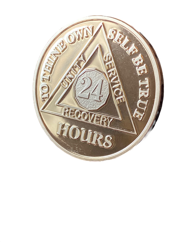 24 Hours AA Medallion 22k Gold Plated Sobriety Chip