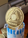 24 Hours AA Medallion 22k Gold Plated Sobriety Chip