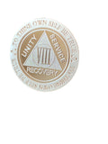 8 Year AA Medallion .999 Fine Silver 1 oz Sobriety Chip Serenity Prayer Back Elegant Design