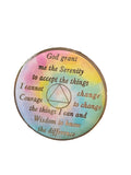 1 Year AA Medallion Psychic-Delic Rainbow Tie-Dye Tri-Plate Sobriety Chip