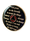 30 Year AA Medallion Metallic Red Tri-Plate Sobriety Chip Serenity Prayer Back